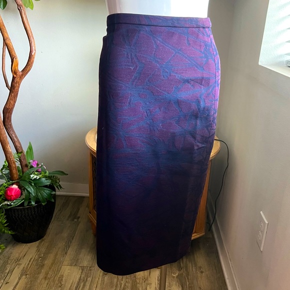 Escada Dresses & Skirts - ESCADA Wool Blend Abstract Floral Purple/Blue Skirt